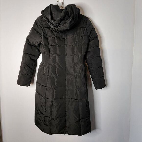 COLE HAAN Signature long line Women's Box-Quilt Down Coat With Bib Front Hood S - Picture 2 of 5